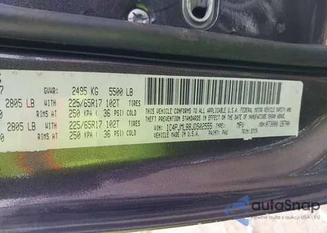 2018 Jeep Cherokee Latitude Plus 4X4 z USA, uszkodzony, nr VIN 1C4PJMLB8JD502555